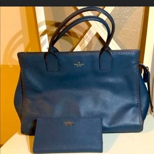 kate spade navy blue purse with wallet, includes dust bag